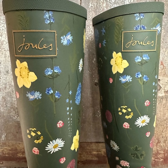 Women's Joules Size 10 Green Welly Floral Print Rain Boots - Picture 4 of 12